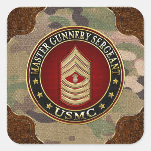 US Marines: Master Gunnery Sergeant (USMC MGySgt) Vierkante Sticker