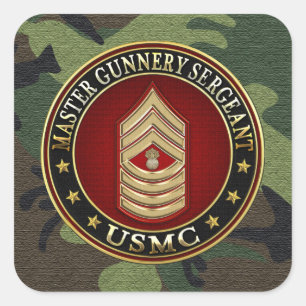 US Marines: Master Gunnery Sergeant (USMC MGySgt) Vierkante Sticker