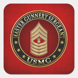 US Marines: Master Gunnery Sergeant (USMC MGySgt) Vierkante Sticker