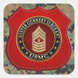 US Marines: Master Gunnery Sergeant (USMC MGySgt) Vierkante Sticker