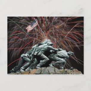 US Marines Oorlogsmonument Iwo Jima Vuurwerk Briefkaart