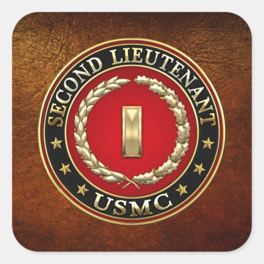 US Marines: Tweede luitenant (USMC 2ndLt) [3D] Vierkante Sticker (Voorkant)