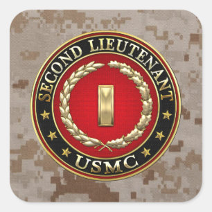 US Marines: Tweede luitenant (USMC 2ndLt) [3D] Vierkante Sticker