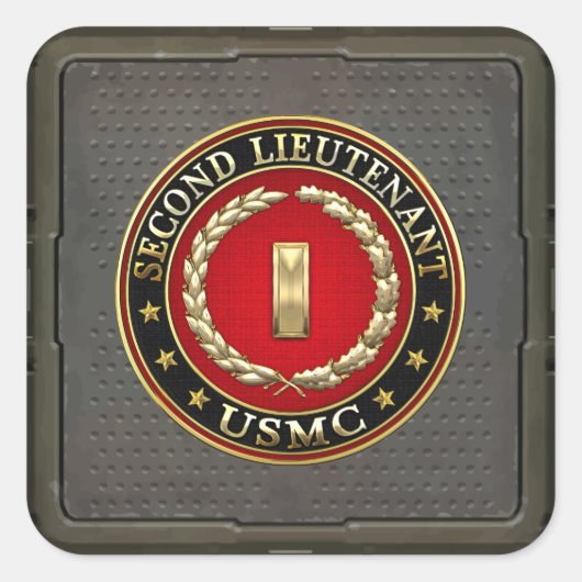 US Marines: Tweede luitenant (USMC 2ndLt) [3D] Vierkante Sticker (Voorkant)
