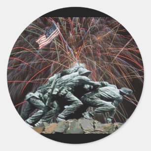 US Marines War Memorial Iwo Jima Fireworks Ronde Sticker