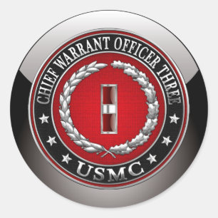 US-mariniers: hoofdarrestatie drie (USMC CWO-3) [3 Ronde Sticker