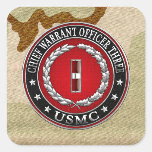 US-mariniers: hoofdarrestatie drie (USMC CWO-3) [3 Vierkante Sticker