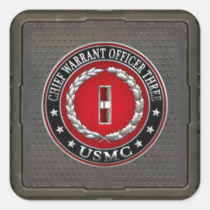 US-mariniers: hoofdarrestatie drie (USMC CWO-3) [3 Vierkante Sticker