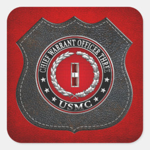 US-mariniers: hoofdarrestatie drie (USMC CWO-3) [3 Vierkante Sticker