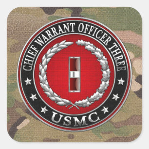US-mariniers: hoofdarrestatie drie (USMC CWO-3) [3 Vierkante Sticker
