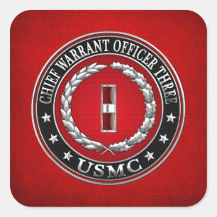 US-mariniers: hoofdarrestatie drie (USMC CWO-3) [3 Vierkante Sticker