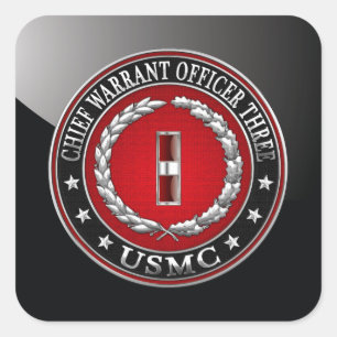 US-mariniers: hoofdarrestatie drie (USMC CWO-3) [3 Vierkante Sticker