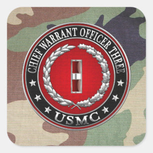 US-mariniers: hoofdarrestatie drie (USMC CWO-3) [3 Vierkante Sticker