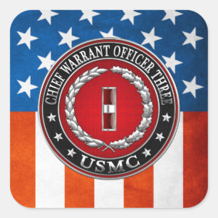 US-mariniers: hoofdarrestatie drie (USMC CWO-3) [3 Vierkante Sticker