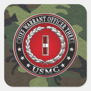 US-mariniers: hoofdarrestatie drie (USMC CWO-3) [3 Vierkante Sticker