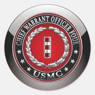 US-mariniers: hoofdarrestatie vier (USMC CWO-4) [3 Ronde Sticker