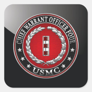 US-mariniers: hoofdarrestatie vier (USMC CWO-4) [3 Vierkante Sticker