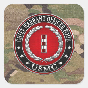 US-mariniers: hoofdarrestatie vier (USMC CWO-4) [3 Vierkante Sticker