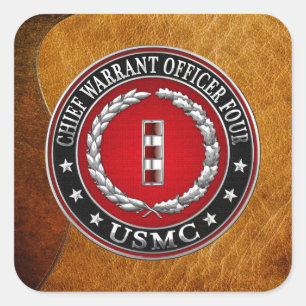 US-mariniers: hoofdarrestatie vier (USMC CWO-4) [3 Vierkante Sticker