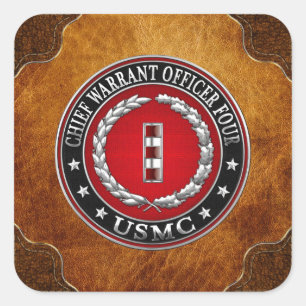 US-mariniers: hoofdarrestatie vier (USMC CWO-4) [3 Vierkante Sticker