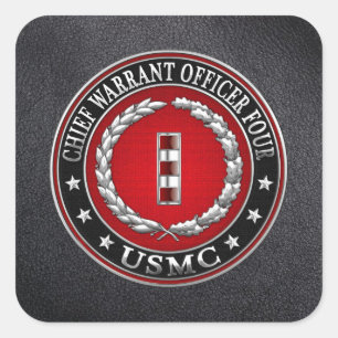 US-mariniers: hoofdarrestatie vier (USMC CWO-4) [3 Vierkante Sticker