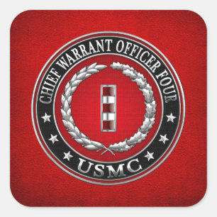 US-mariniers: hoofdarrestatie vier (USMC CWO-4) [3 Vierkante Sticker