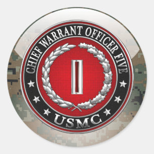 US-mariniers: hoofdbevelhebber vijf (USMC CWO-5) [ Ronde Sticker