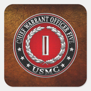 US-mariniers: hoofdbevelhebber vijf (USMC CWO-5) [ Vierkante Sticker