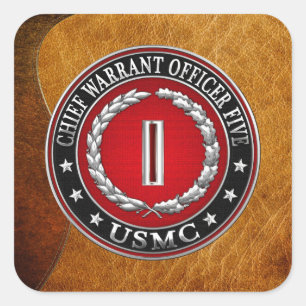 US-mariniers: hoofdbevelhebber vijf (USMC CWO-5) [ Vierkante Sticker