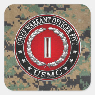 US-mariniers: hoofdbevelhebber vijf (USMC CWO-5) [ Vierkante Sticker