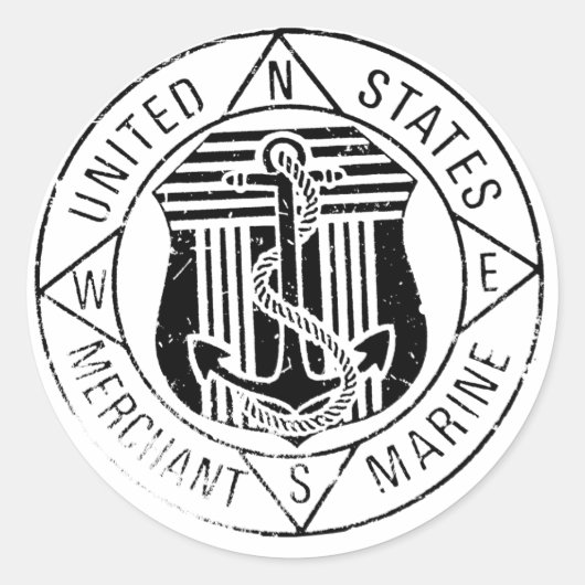 US Merchant Marines by: David Lee Ronde Sticker (Voorkant)