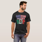 US & Mexican Flag MEXICAN ROOTS Half American Half T-shirt (Voorkant volledig)