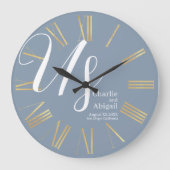 US Modern Romantisch Bruiloft op Dusty Blue Grote Klok (Voorkant)