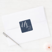 US Modern Romantisch Bruiloft op Navy Blue Vierkante Sticker (Envelop)