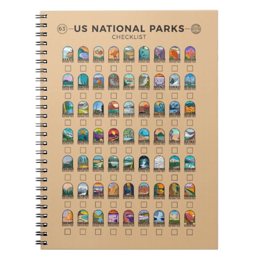 US National Parks of America Checklist  Notitieboek (Voorkant)