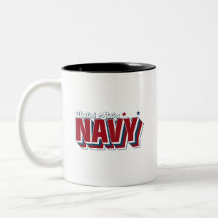 US Navy Retro Rood Wit en Blauw Vibes Tweekleurige Koffiemok