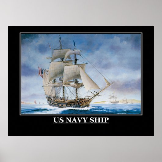 US Navy Sailing Ship Vintage Poster (Voorkant)