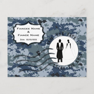US Navy Save the Date & Bride and Groom Aankondigingskaart