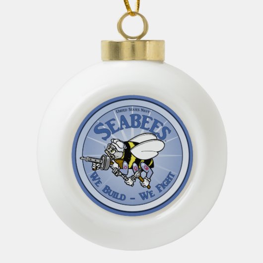 US Navy Seabee Keramische Bal Ornament (Voorkant)