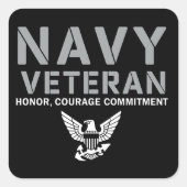 US Navy Veteran Honor Courage Commitment Vierkante Sticker (Voorkant)
