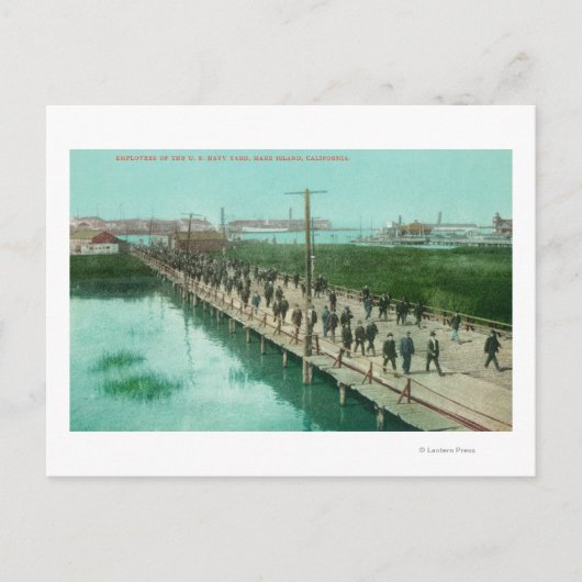 US Navy Yard Workers gaan werken Briefkaart (Voorkant)