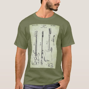 US octrooi - Basgitaar groen perkament T-shirt