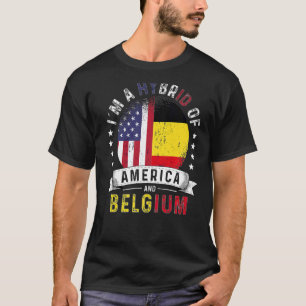 US Patriot Belgium Flag American Berlgian Grown T-shirt