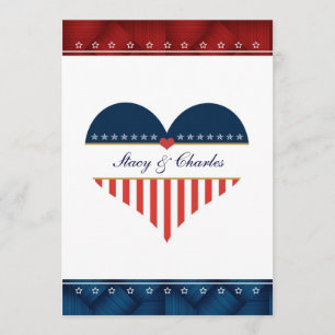 US Patriotic Heart Persoonlijke huwelijksuitnodigi Kaart