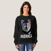 Us Patriotic Merica Siberian Husky Dog Verenigde S Trui (Voorkant volledig)