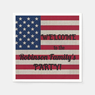 US Patriottische Amerikaanse vlag Linnen Kalligraf Servet
