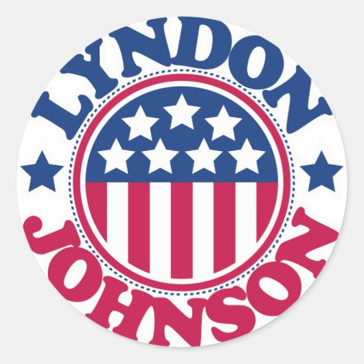 US President Lyndon Johnson Ronde Sticker (Voorkant)