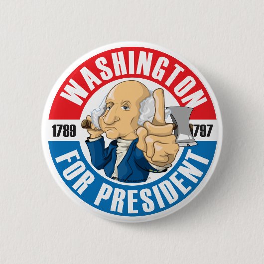 US Presidenten Campaign Button: #1 Washington Ronde Button 5,7 Cm (Voorkant)