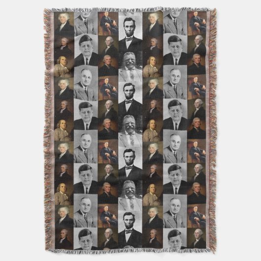 US Presidenten plus Hamilton en Franklin History Deken (Voorkant Verticaal)