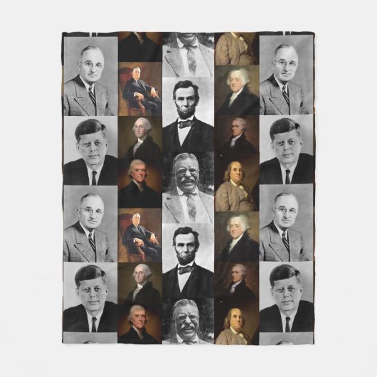 US Presidenten plus Hamilton en Franklin History Fleece Deken (Voorkant)